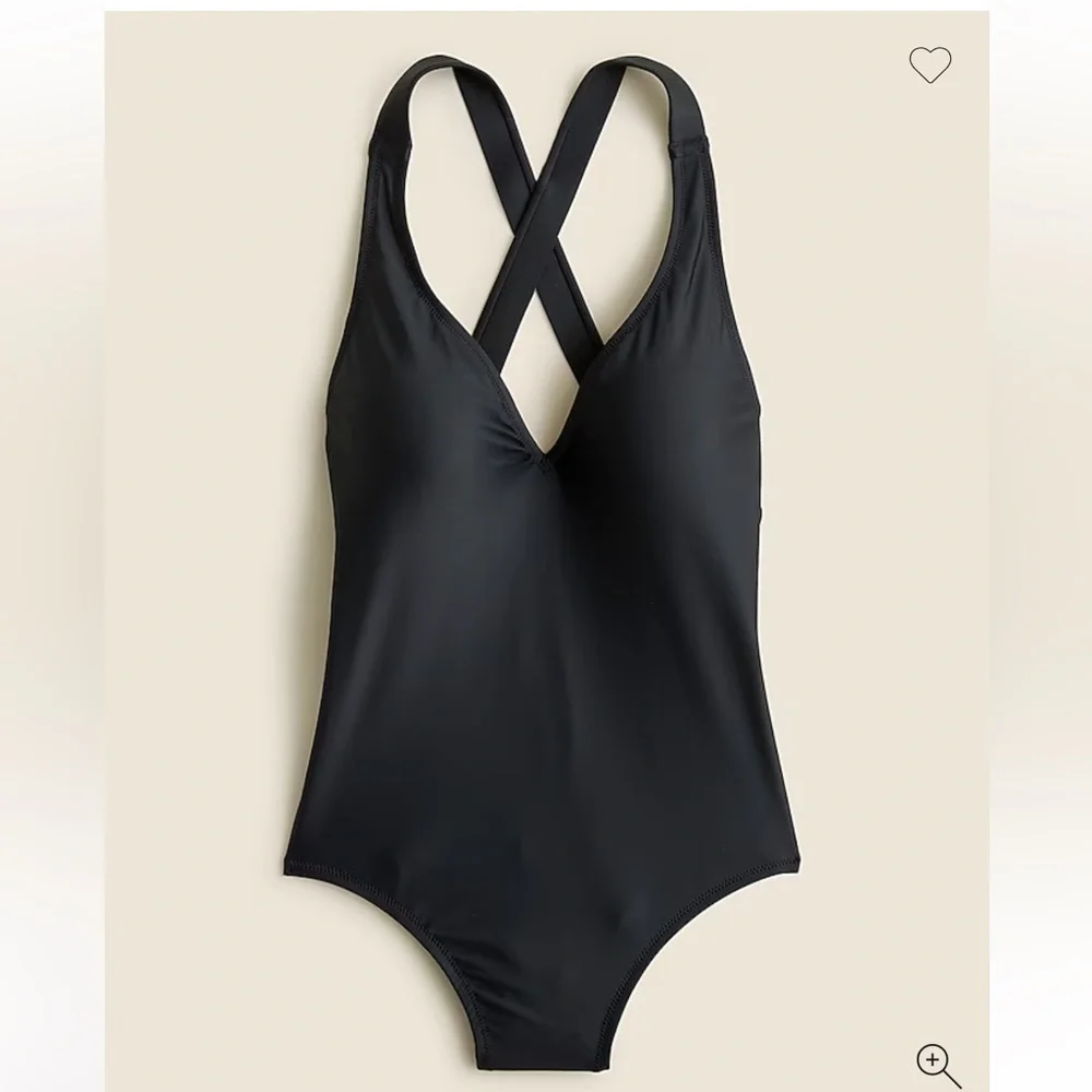 J. Crew Black‎ V-neck Cross-Back One-Piece Swimsuit Size 12 NEW